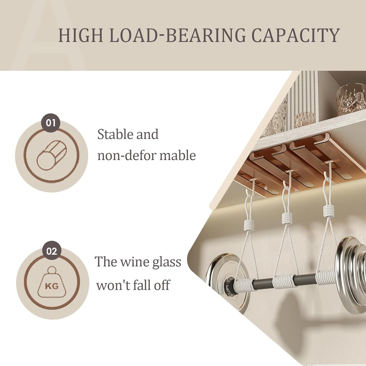 2Pack Wine Glass Rack, Punch-free Stemware Rack for Kitchen and Bar (Amber)