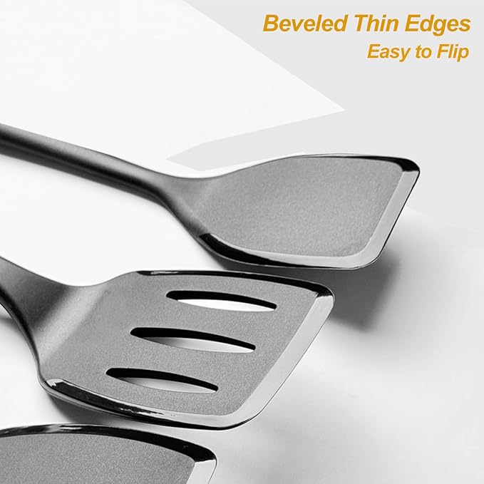 Silicone Cooking Utensils Set, Heat Resistant and large Non Stick Spatulas & Spoons for Kitchen, Ideal BPA Free Kitchen Turners for Frying, Mixing,Serving,Draining,Turning