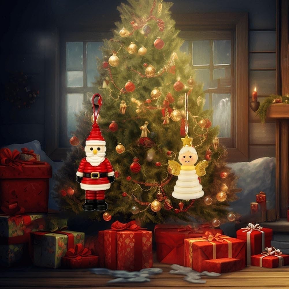 4pcs Button Christmas Tree Ornament Kits, Fun Holiday Decorations for All Ages, DIY Craft Buttons Kit with Christmas Snowman/Santa/Angel, Gifts for Xmas Tree Hanging Decorations (4PCS)