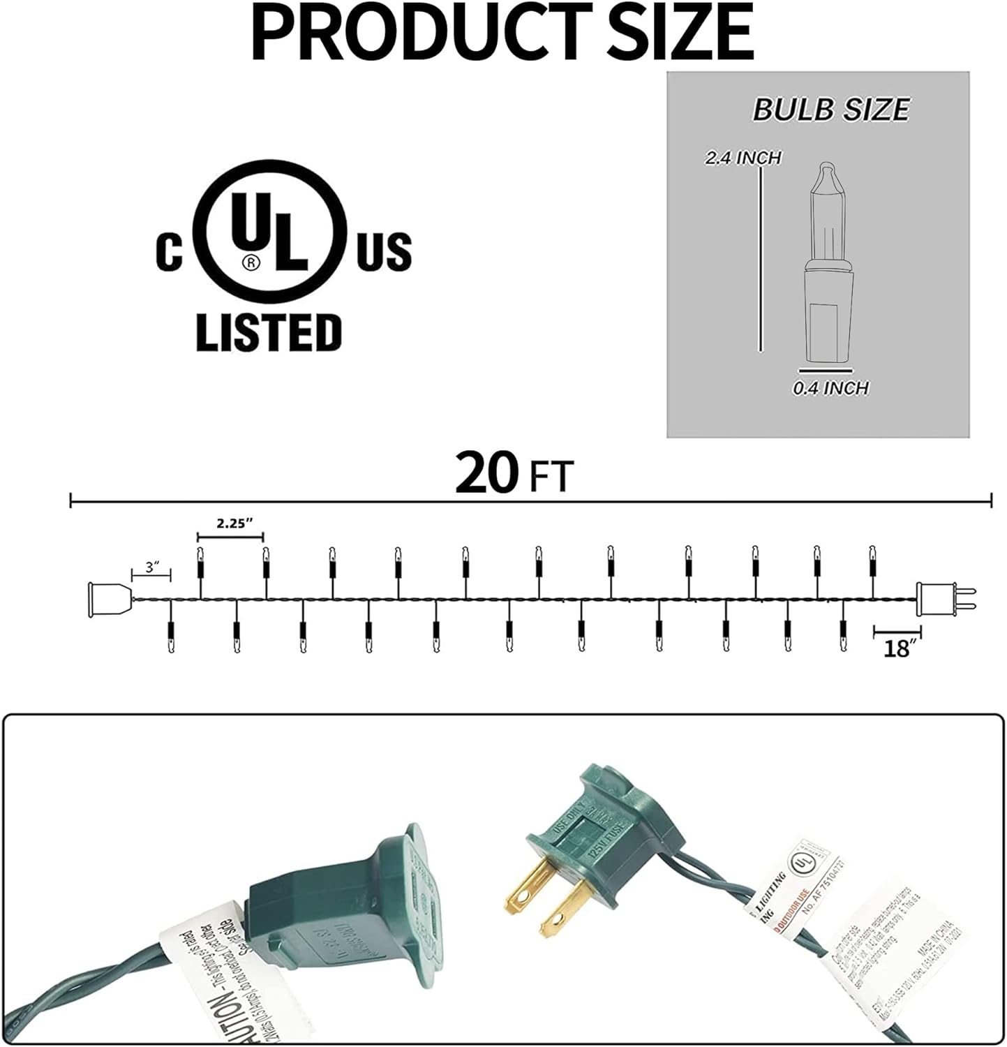 Dazzle Bright Warm White Christmas Mini String Lights, 20FT 100 Count Incandescent Waterproof Fairy Lights Plug in, Connectable Christmas Decorations for Indoor Outdoor Home Party Garden Yard