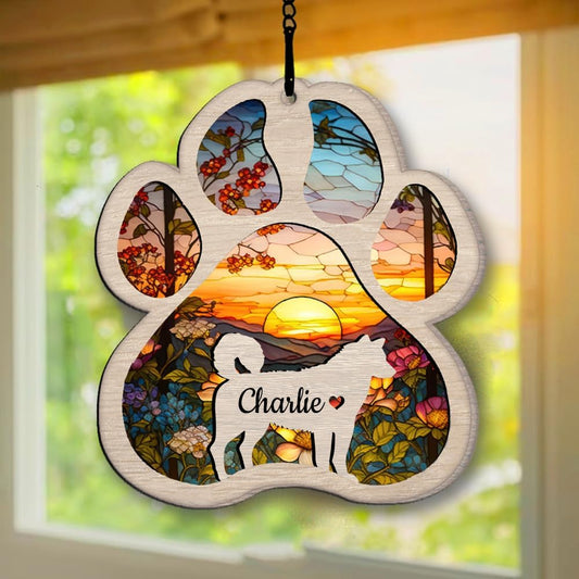 IZI POD Personalized Husky Suncatcher Dog Memorial Gifts, Custom Husky Ornament Christmas Tree, Pet Remembrance Gift, Loss of Dog Sympathy Gift, Pets Memorial Ornament, Pet Loss Suncatcher