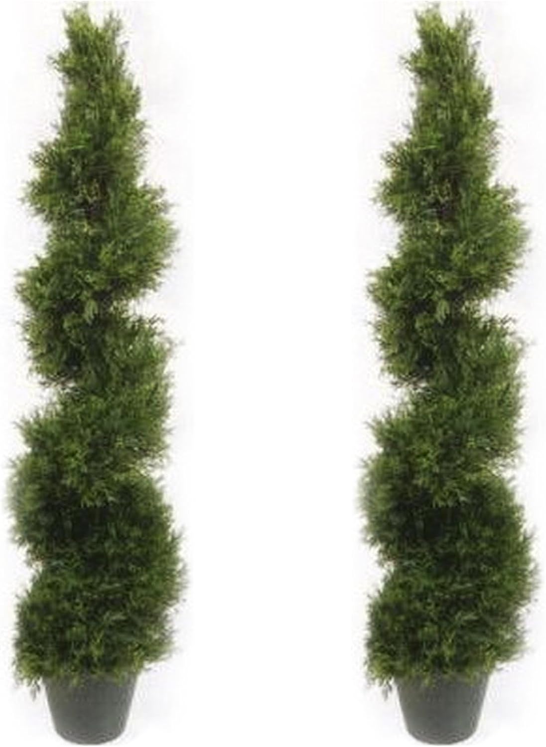 4FT Artificial Green Tree Planting Pack of 2 (set-48-inch) Artificial Cypress Spiral Tree Planting-Year-Round Green Fake Plant Garden Front Porch Flowerpot Decorator Artificial Tree