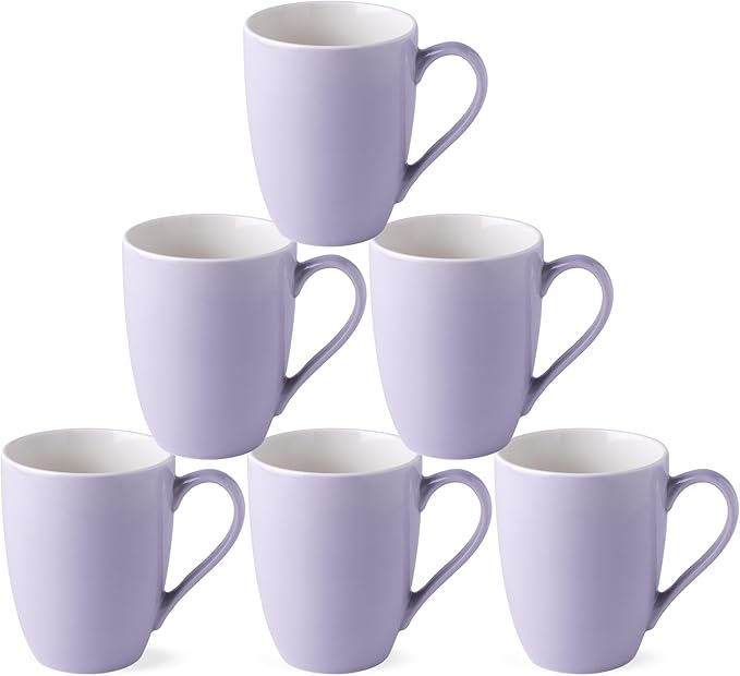 GBHOME 16oz Coffee Mugs Set of 6, Large Ceramic Coffee Mugs for Man, Woman, Dad, Mom, Modern Coffee Mugs Set with handle for Tea/Latte/Cappuccino/Milk/Cocoa. Dishwasher&Microwave Safe,Puple