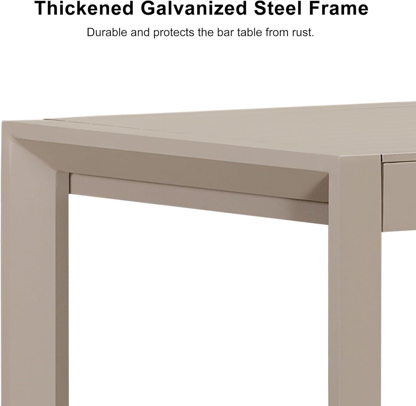 PURPLE LEAF 39.1'' Rectangle Outdoor Patio Counter Height Dining Table, Durable Aluminum Bar Height Pub Table for Counter Bar Stool, Water-Proof Tall Dining Table with Sturdy Legs, Champagne