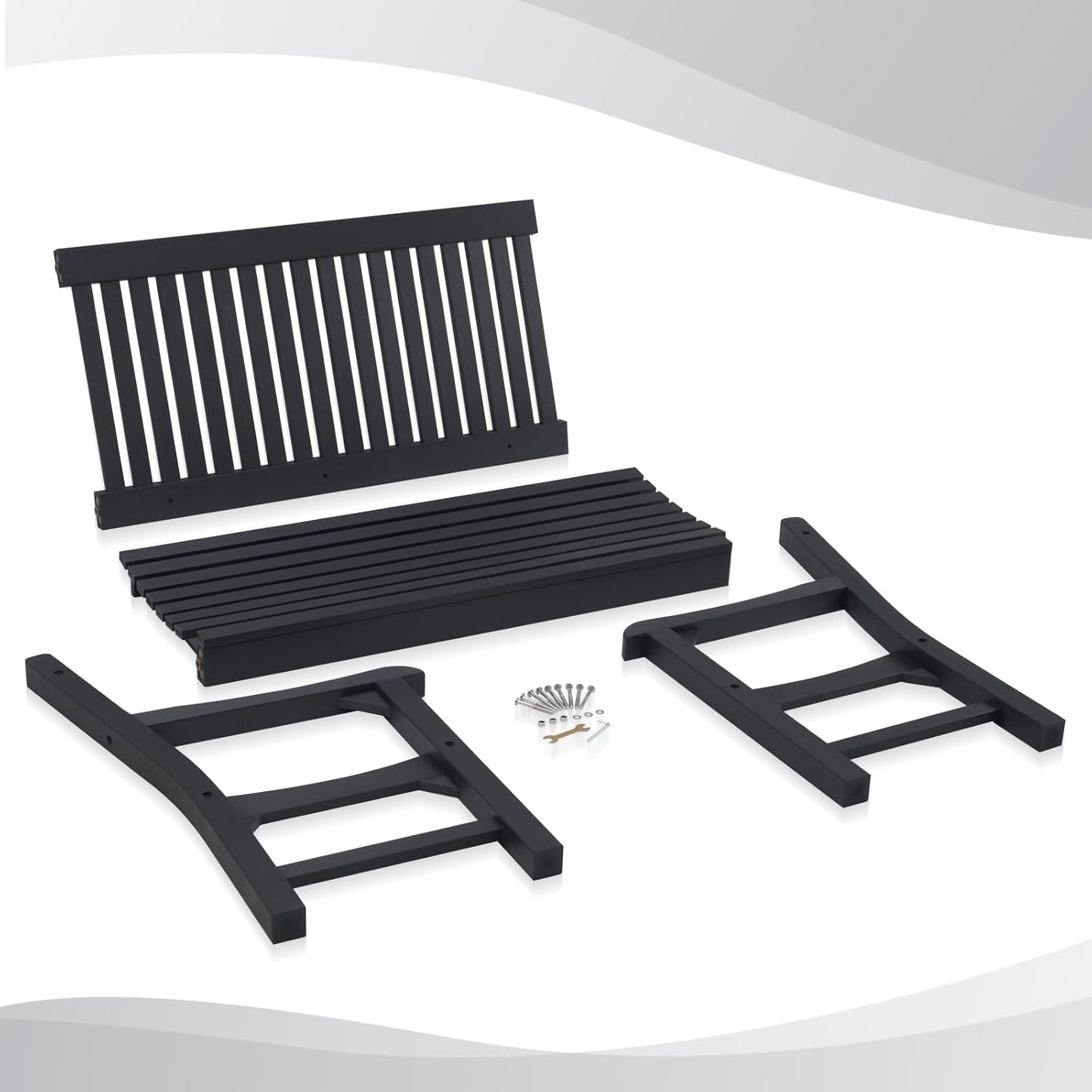 Psilvam Garden Bench, 2-Person Poly Lumber Patio Bench, All-Weather Outdoor Bench That Never Rot, Memorial Bench, Suit for Garden, Porch and Park (Black)