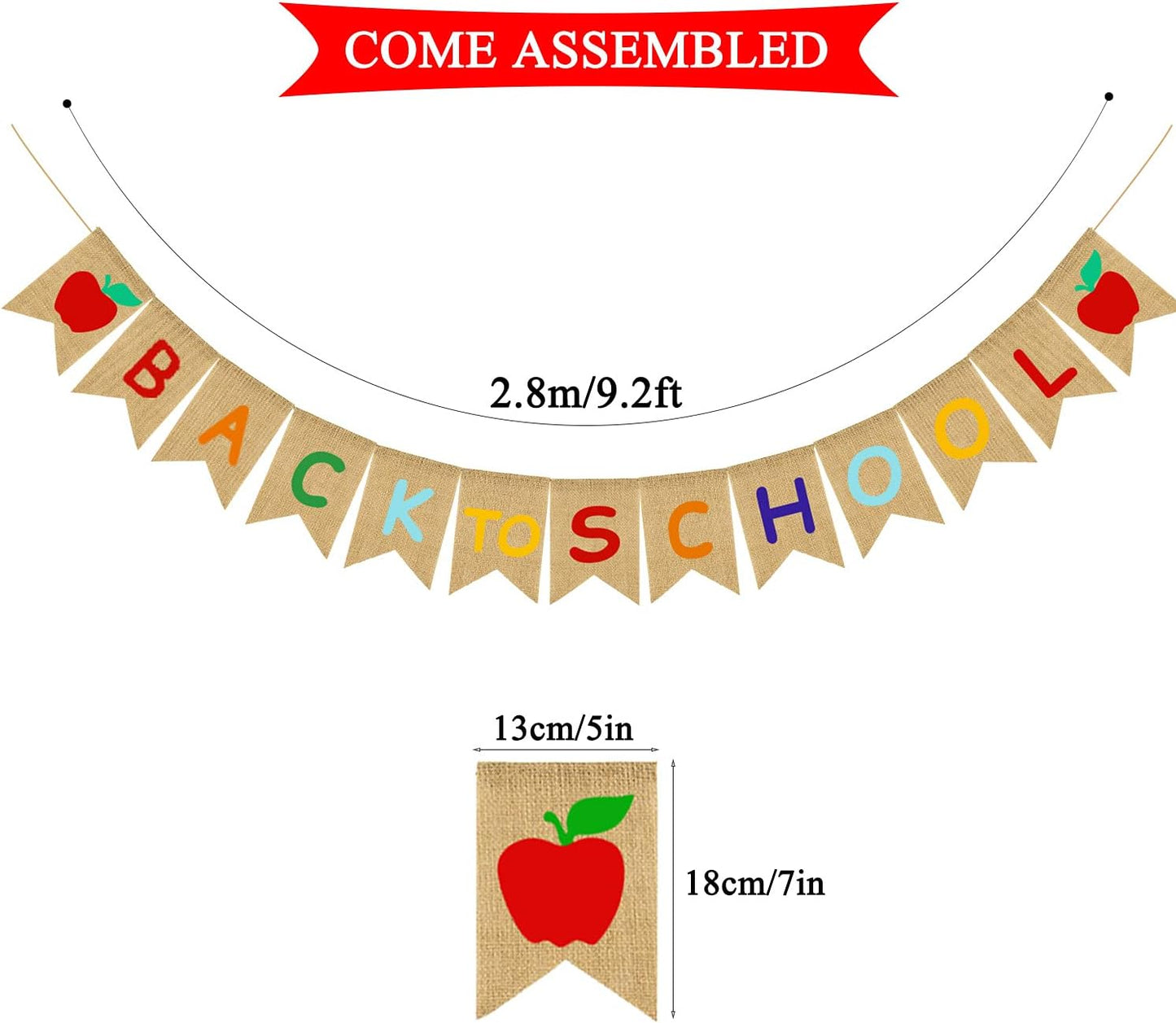 JOZON Back to School Burlap Banner First Day of School Bunting Banner Garland Classroom Home Party Decorations School Classroom Blackboard Hanging Decor Sign Schoolyard Party Supplies