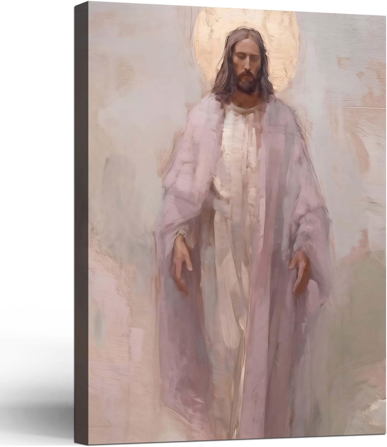 Framed Jesus Christ Christian Wall Art Decor Canvas Print Wall Painting Canvas Poster Picture Faith Religious Artwork for Living Room Bedroom Church Gallery Decor 16x24 Inch Ready to Hang