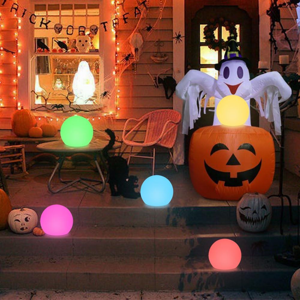 8-in Solar Globe Light Outdoor, Waterproof Solar Ball Light for Outside w/Remote, 16 RGB Color Changing Glowing Orb Lamp Landscape Lighting Mood Lamp w/Ground Stake for Garden Patio Yard Pathway Decor