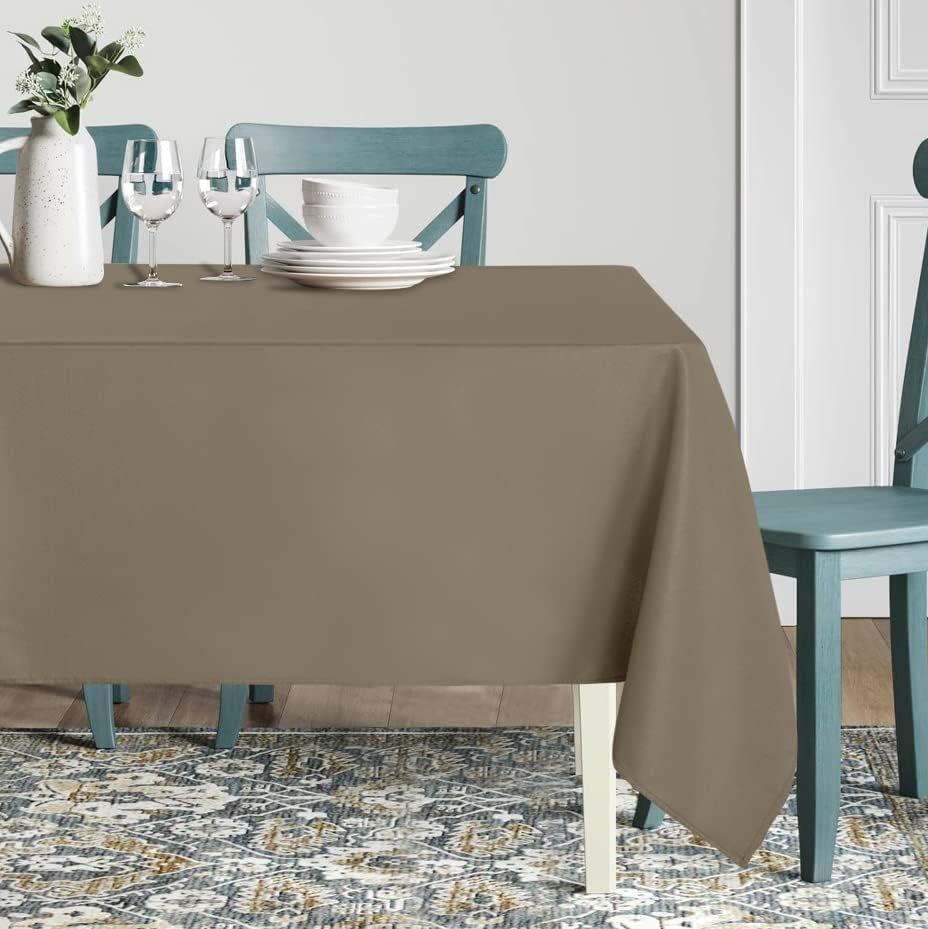 sancua Rectangle Tablecloth - 60 x 102 Inch - Stain and Wrinkle Resistant Washable Polyester Table Cloth, Decorative Fabric Table Cover for Dining Tables, Buffet Parties and Camping, Taupe