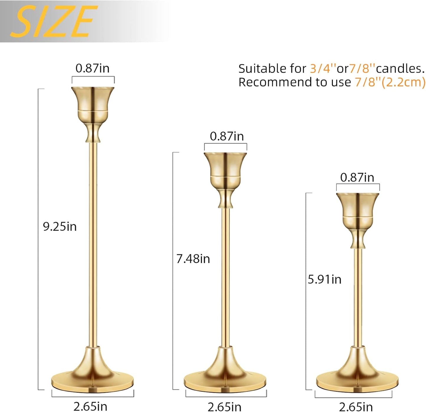 Candlestick Holders,Taper Candle Holder for Candlesticks Gold Brass Vintage Candle Stick Candle Holder Candelabra Candle Holder for Fireplace Party Dining Home