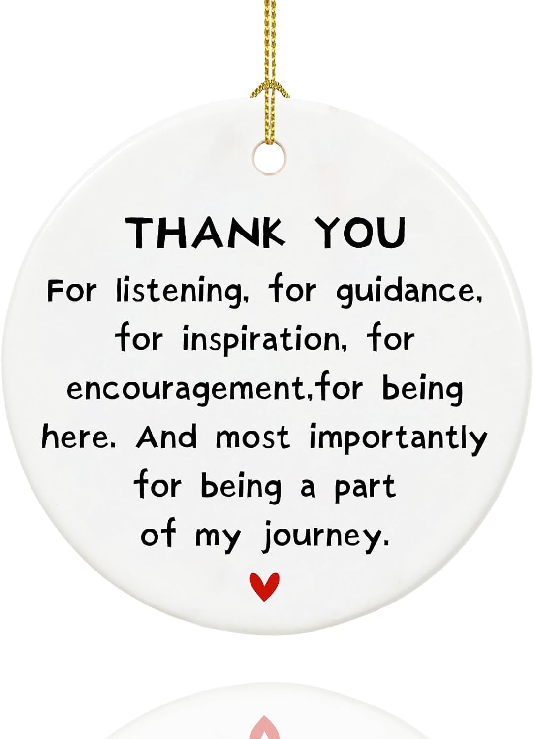 Thank You Christmas Ornament for Teacher Appreciation Gifts, Thank You Nurse Gifts,Goodbye Gift, Ceramic Keepsake Thanks Ornament with Ribbon and Gift Box