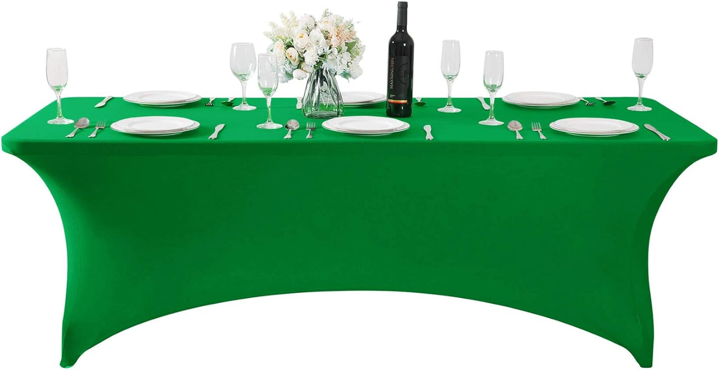 Spandex Table Cover for 8FT or 4ft or 6ft Table Universal Fitted Stretch Tablecloth for Party, Banquet, Wedding and Events-Emerald
