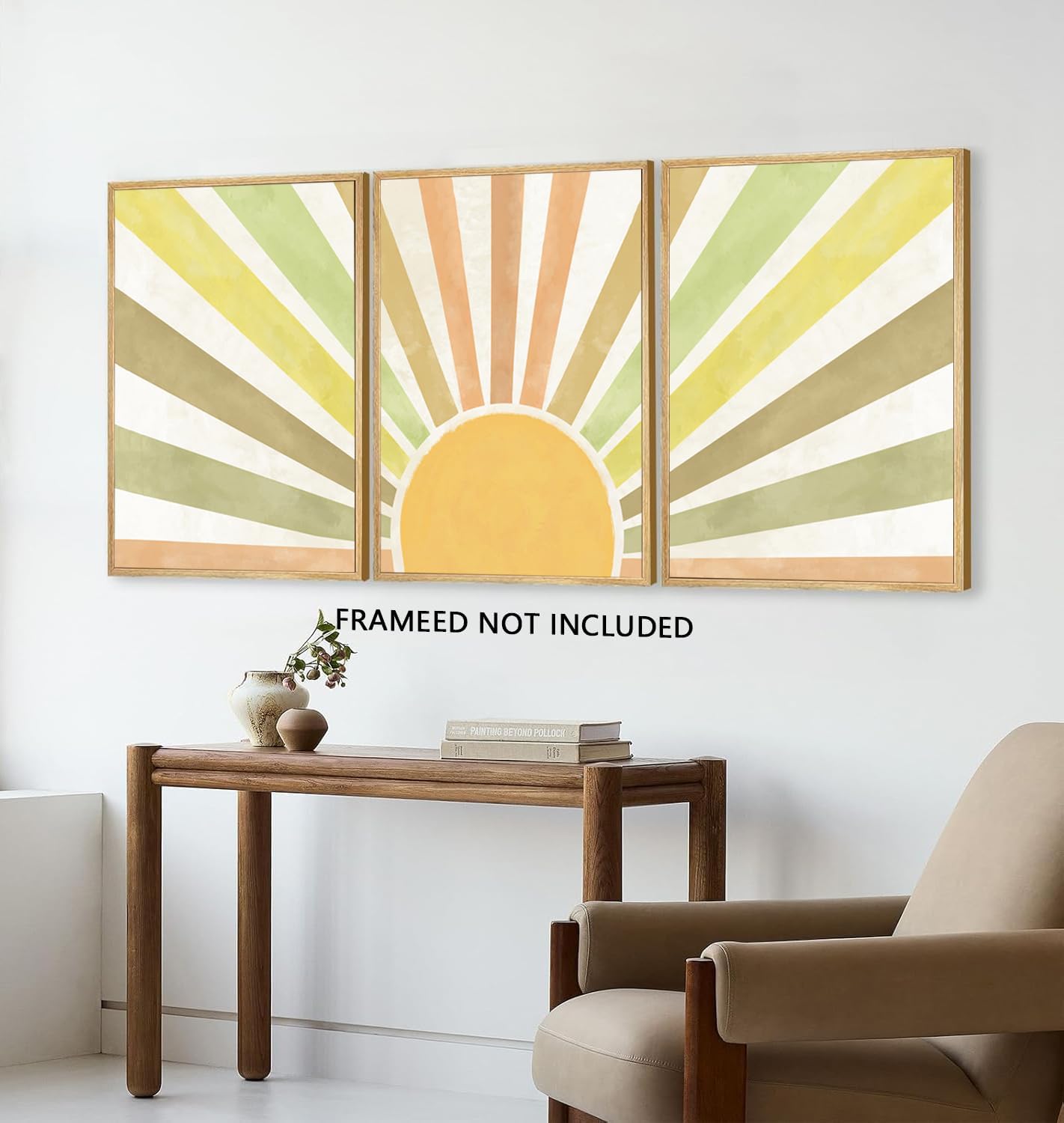 Marllifenney Boho Sun Canvas Wall Art Posters Sun Rising Wall Decor Pictures Sunshine Geometric Line Paintings Prints Home Decor for Living Room Bedroom Office 16x24 Inch Unframed