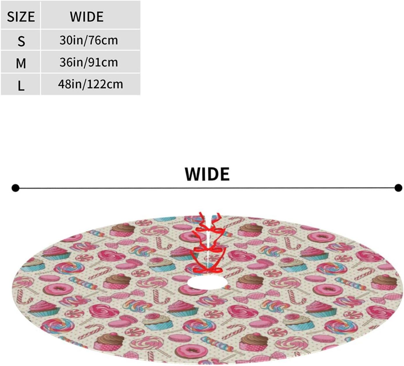 Christmas Tree Skirt,Sweet Lollipop Candy Macaroon Cupcake Donut Xmas Tree Skirt Rustic Farmhouse Tree Skirt for Christmas Decor Xmas Holiday Home Party Decorations30