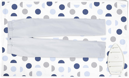 Encasa XO Ironing Mat/Pad (Large 48"x28") with 3mm Padding & Silicone Iron Rest for Steam Pressing on Tabletop or Bed - Heat Resistant, Portable, Quilting & Travel Blanket - Blue Moon