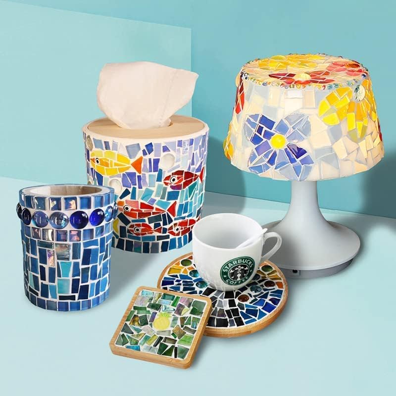 1.1 LB Irregular Crystal Mosaic Tiles,Small Particle Color Decal Crystal Glass Tile DIY Hobbies Children Handmade Crystal Craft for DIY Handmade Decorative Materials (Purple Series)