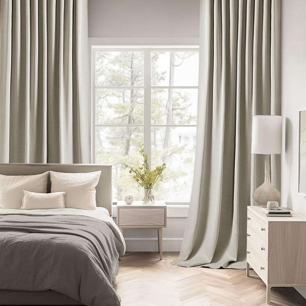MIULEE Stone Back Tab Blackout Curtains 84 Inch Length 2 Panels Set for Living Room Bedroom Privacy, Rod Pocket/Pinch Pleat Thermal Insulated Room Darkening Pleated Light Blocking Drapes