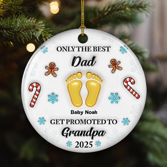 Personalized Gift for Fathers - Congratulations On Your New Grandkid 3D Ceramic Ornament, Perfect Pregnancy Surprise to Celebrate Grandparenthood