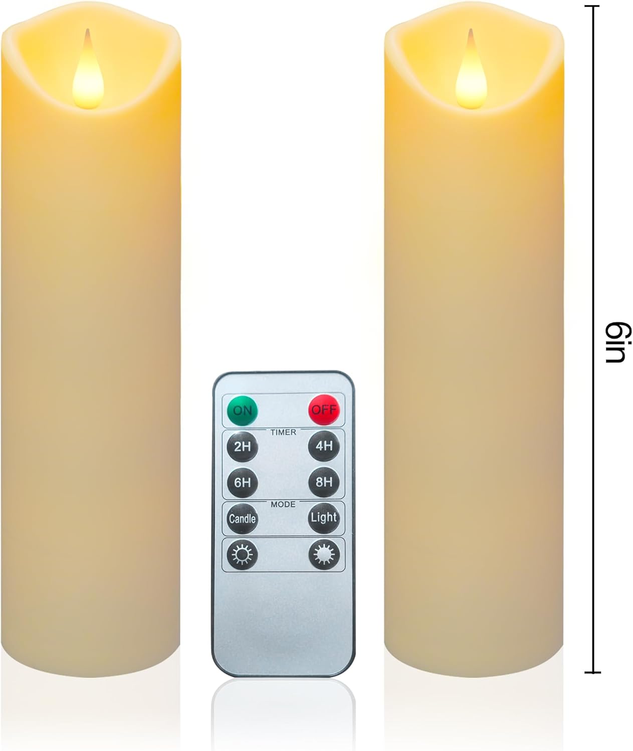 Aignis 2pcs Flameless LED Candles Battery Operated with 10-Key Remote Timer, Indoor Heat Resistant, 3D Wick with Warm Flickering Glow for Cozy Home/Wedding/Holiday Décor (D 2.2" x H 6")