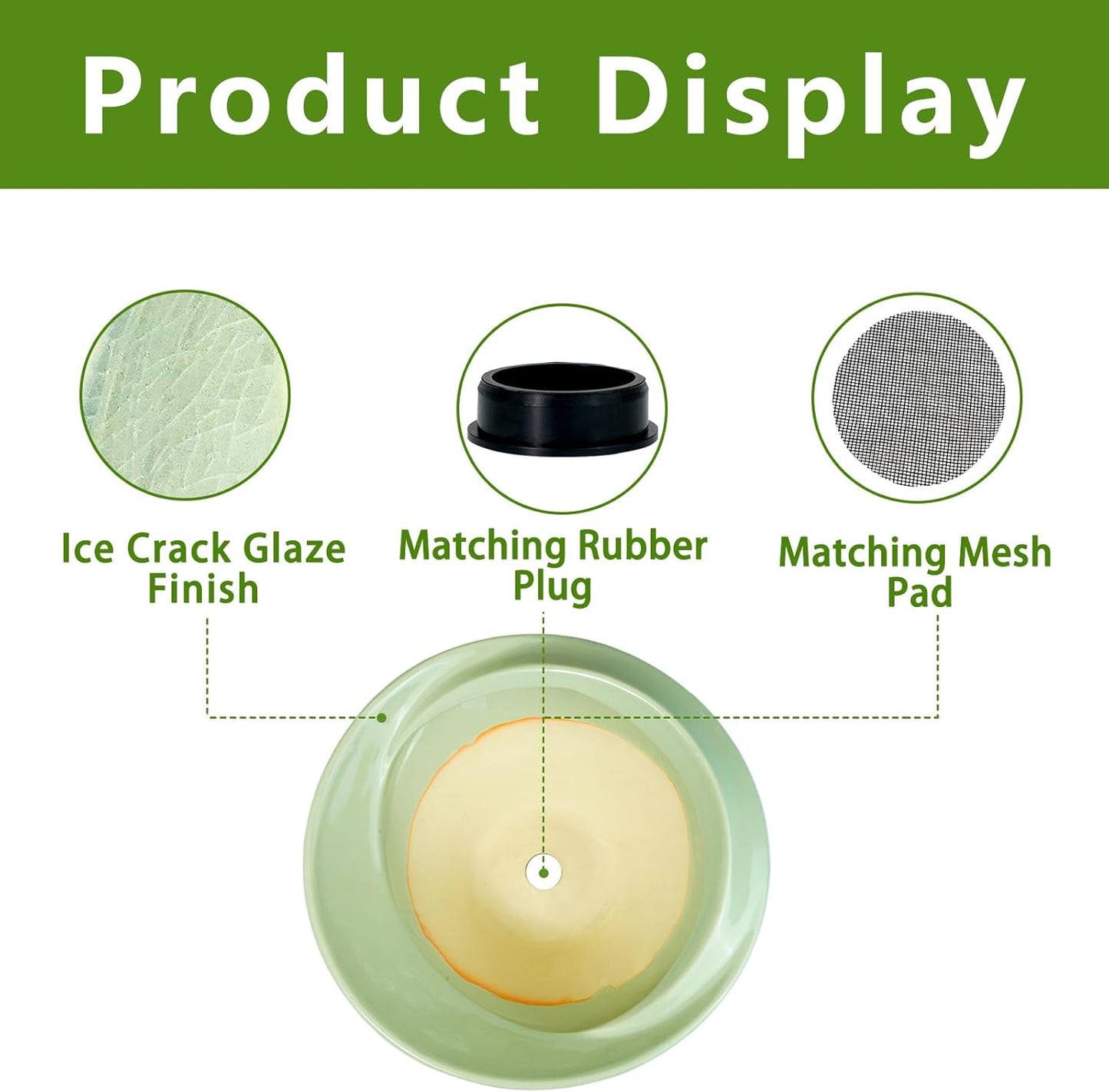 Ceramic Bonsai Pots - Large Succulent Planter 13 Inch Plant Pot Indoor Succulent Pot with Drainage Hole Outdoor Planter Bonsai Tree Pot for House Home Garden Office Decor Green