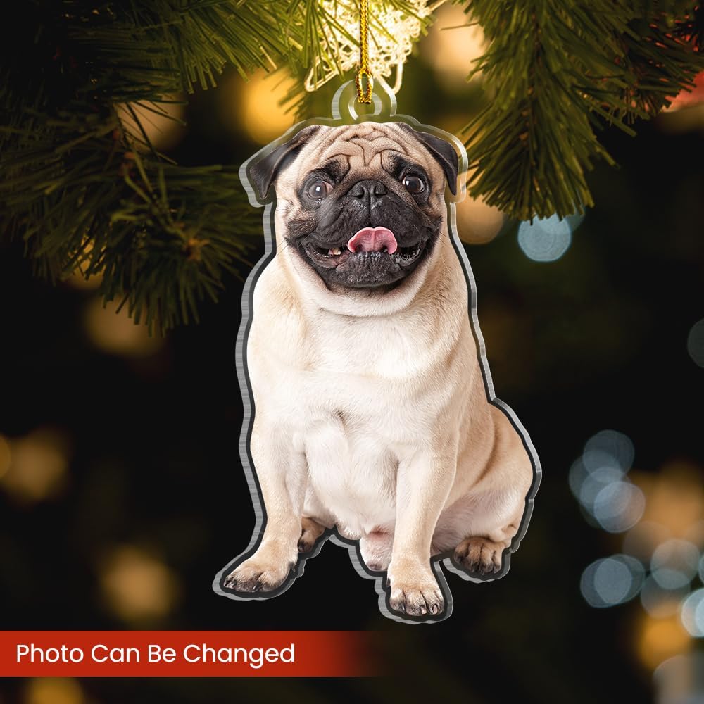Personalized Photo Acrylic Ornaments - Customized Christmas Tree Dog Ornaments for Dog Lovers