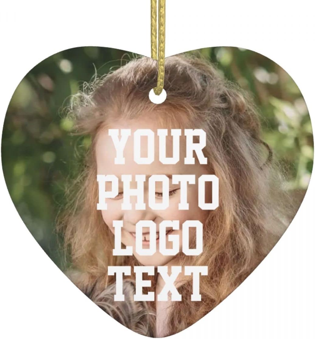 Custom Unique Photo Christmas Ornaments Personalized Family Xmas Tree Ornament with Your Picture and Text 2022 Round Ornament, Decoration Gift (Love)