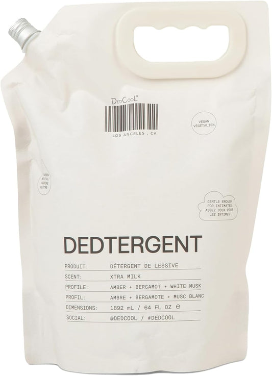 DedCool Liquid Laundry Dedtergent (Xtra Milk Refill 64 oz) Luxurious Fragrance, Scented, Removes Stains, Ideal for 60 Washes, Infused with Essential Oils, Vegan, Non-Toxic, Cruelty & Dye Free