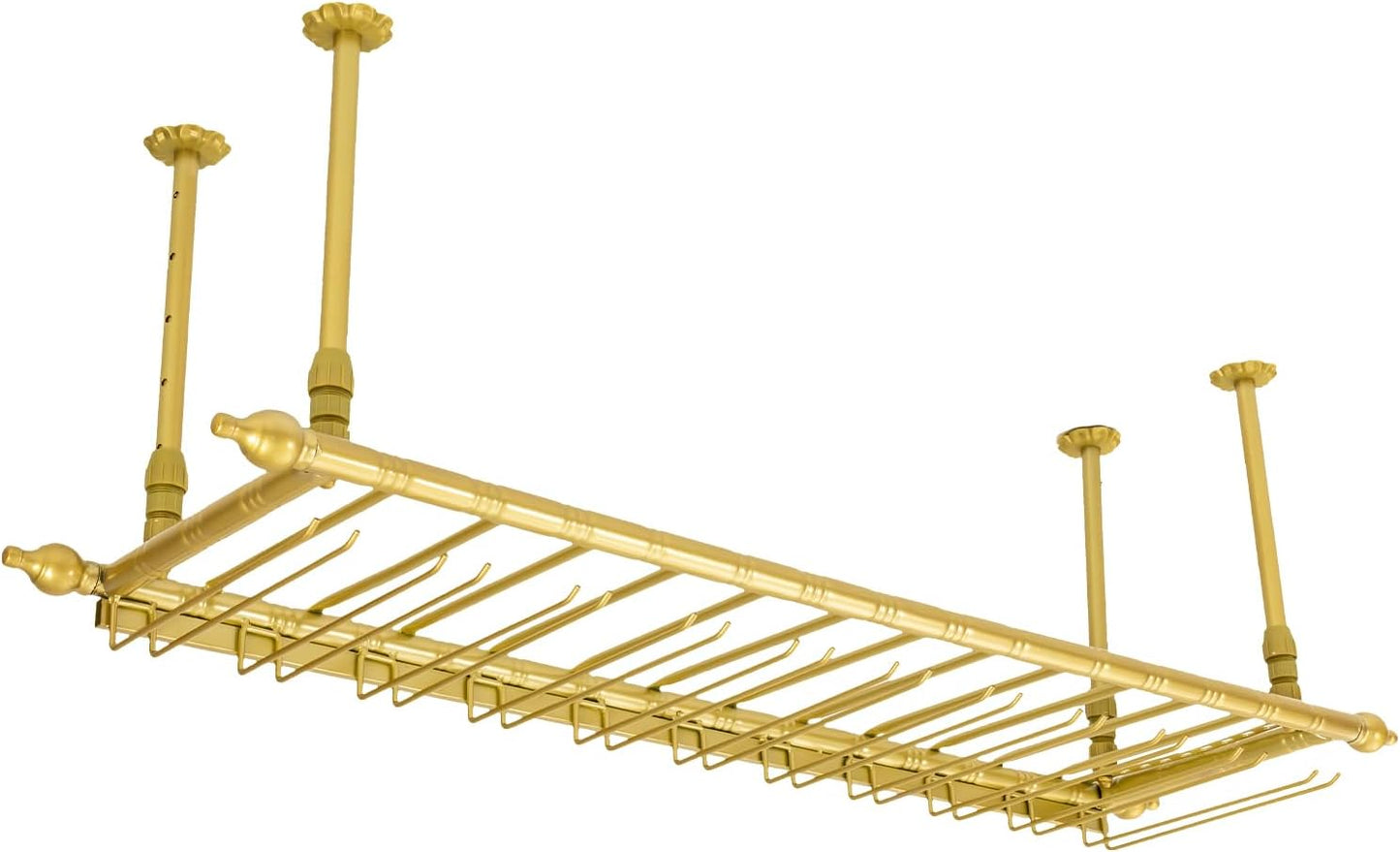 Hanging Wine Rack 47" Wall Mounted Wine Glass Rack Ceiling Adjustable Hanging Bar Glass Holder Shelves for Kitchen Bar Restaurants Industrial Iron Storage Shelf