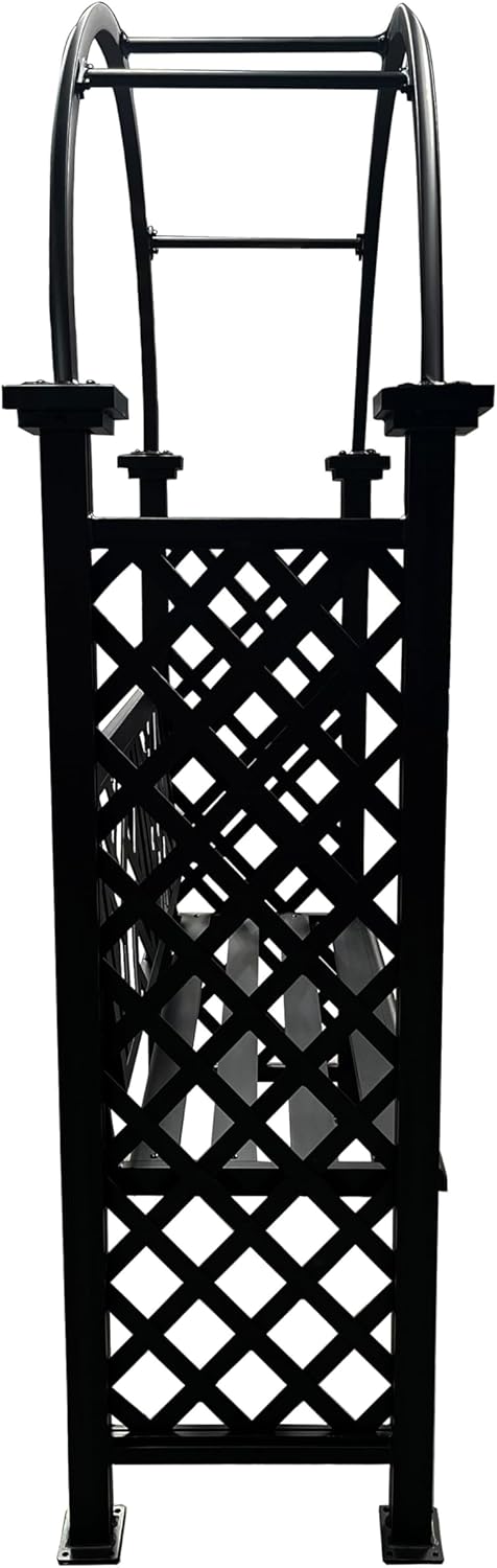Black Aluminum Garden Arbor Arch with 2-Seater Bench
