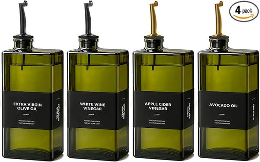Olive Oil Dispenser Bottle for Kitchen - UV-Protected Oil Bottles 16.9oz, Oil and Vinegar Dispenser Set, Drip-Free Pourer, Elegant Kitchen Essential- 16.9oz, Set of 4