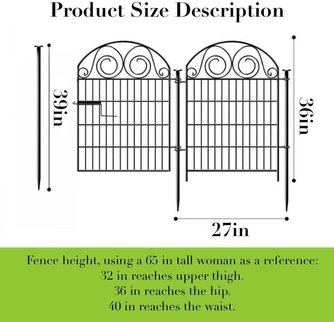 Tall Garden Fencing 36 Inch High, 2 Panels Total Length 4.4 Ft Dog Fence Outdoor for Yard, Dog Digging Fence Barrier, Decorative Fences for Yard│Patented