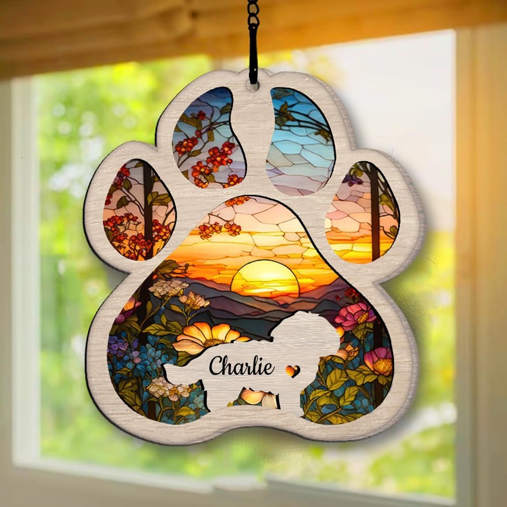 Personalized Maltese Suncatcher Dog Memorial Gifts, Custom Maltese Ornament Christmas Tree, Pet Remembrance Gift, Loss of Dog Sympathy Gift, Pets Memorial Ornament, Pet Loss Suncatcher