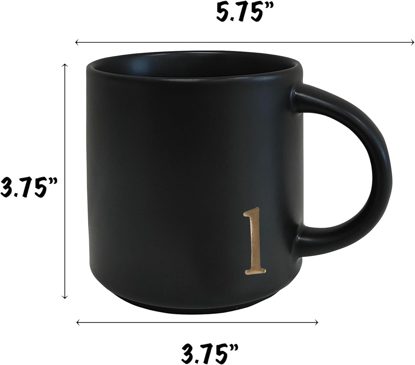 COLLECTIVE HOME - Black Monogram Ceramic Mugs, 15 oz Golden Initial Coffee Cups, Elegant Alphabet Tea Mugs, Personalized Halloween Mug with Gift Box, Perfect for Office and Home Décor (l)