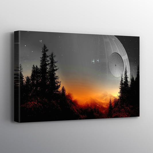 Death Star Inspired Canvas Print Wall Art | Futuristic Space Station Artwork | Smooth Surface Home Decor – Various Sizes