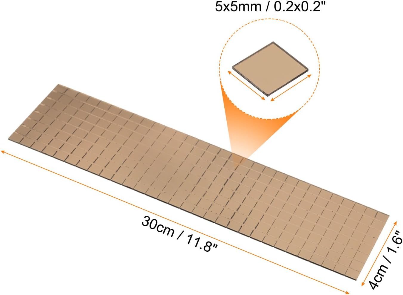 HARFINGTON 8 Sheet 3840 Pieces Self Adhesive Mirror Mosaic Tiles 5x5mm Small Square Mirror Tiles Sticker Disco Ball Stickers Mini Glass Tiles for DIY Craft Party Home Decoration, Brown