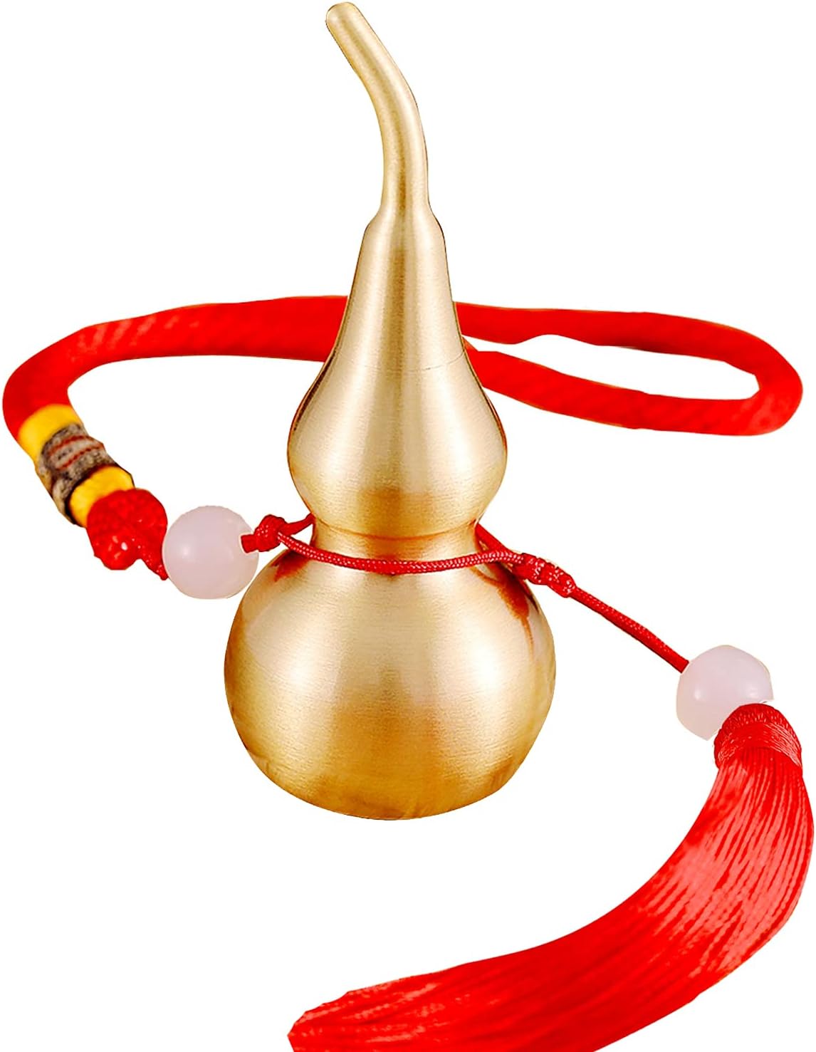 Hanging Decoration Good Luck Wu Lou Gourd,with Tassel for Housewarming Statue Charm Amulet Home Decor,3.18 inch Tall,Full Brass, Hu Lu Bring You Wealth Peaceful, Safty, Healthy,Success