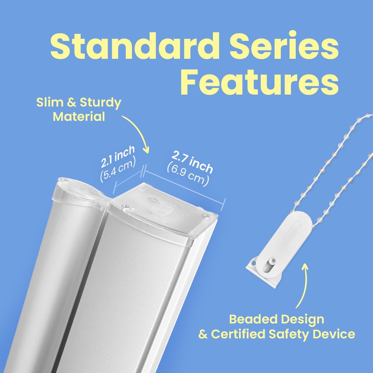 Foiresoft Standard Zebra Roller Blinds for Windows [W47 x H64 Inch, White, Basic], Light Filtering Dual Layer Shades for Bedroom, Living Room, Office, 13 Colors