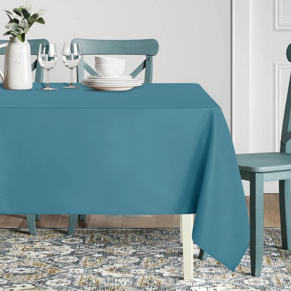 sancua Square Tablecloth - 54 x 54 Inch - Stain and Wrinkle Resistant Washable Polyester Table Cloth, Decorative Fabric Table Cover for Dining Tables, Buffet Parties and Camping, Teal