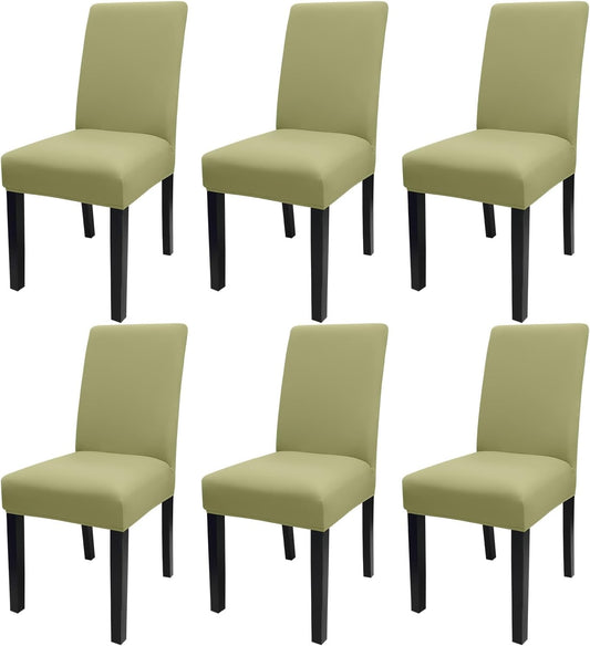 JQinHome Sage Green Chair Covers for Dining Room Set of 6, High Stretch Removable Washable Parsons Chair Slipcover for Home Party Hotel Wedding Ceremony (6PCS,Sage Green)