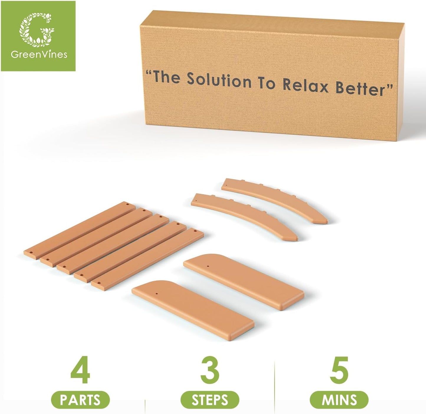 GREENVINES Adirondack-Ottoman | Set of 2 | HDPE Plastic | Outdoor Footrest | All Weather | Foot Rest | Foot Stool | Teak | for Adirondack Chair | for Patio Backyard Pool