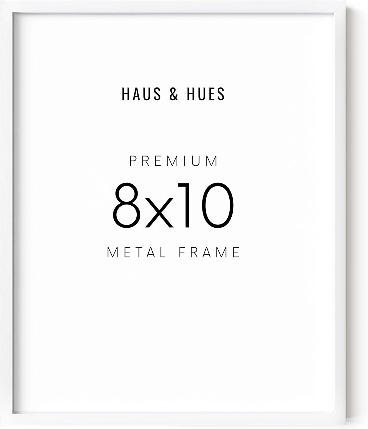 HAUS AND HUES White 8x10 Picture Frame - Modern Aluminum Wall Art Display - Minimalist, Lightweight 8x10 White Frame for Art Prints, Photos, Posters - Ready-to-Hang Vertically & Horizontally