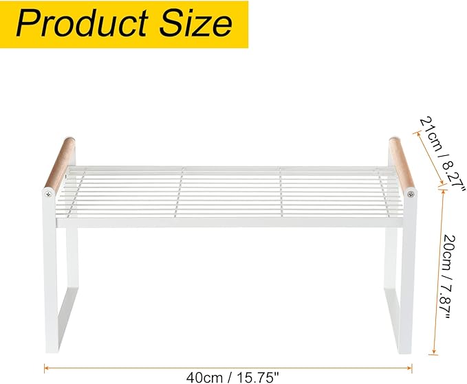 PATIKIL Kitchen Cabinet Shelf Organizer, Wood Counter Shelf Stackable Storage Shelf For Cupboard, Pantry, Corner, Under Sink - White