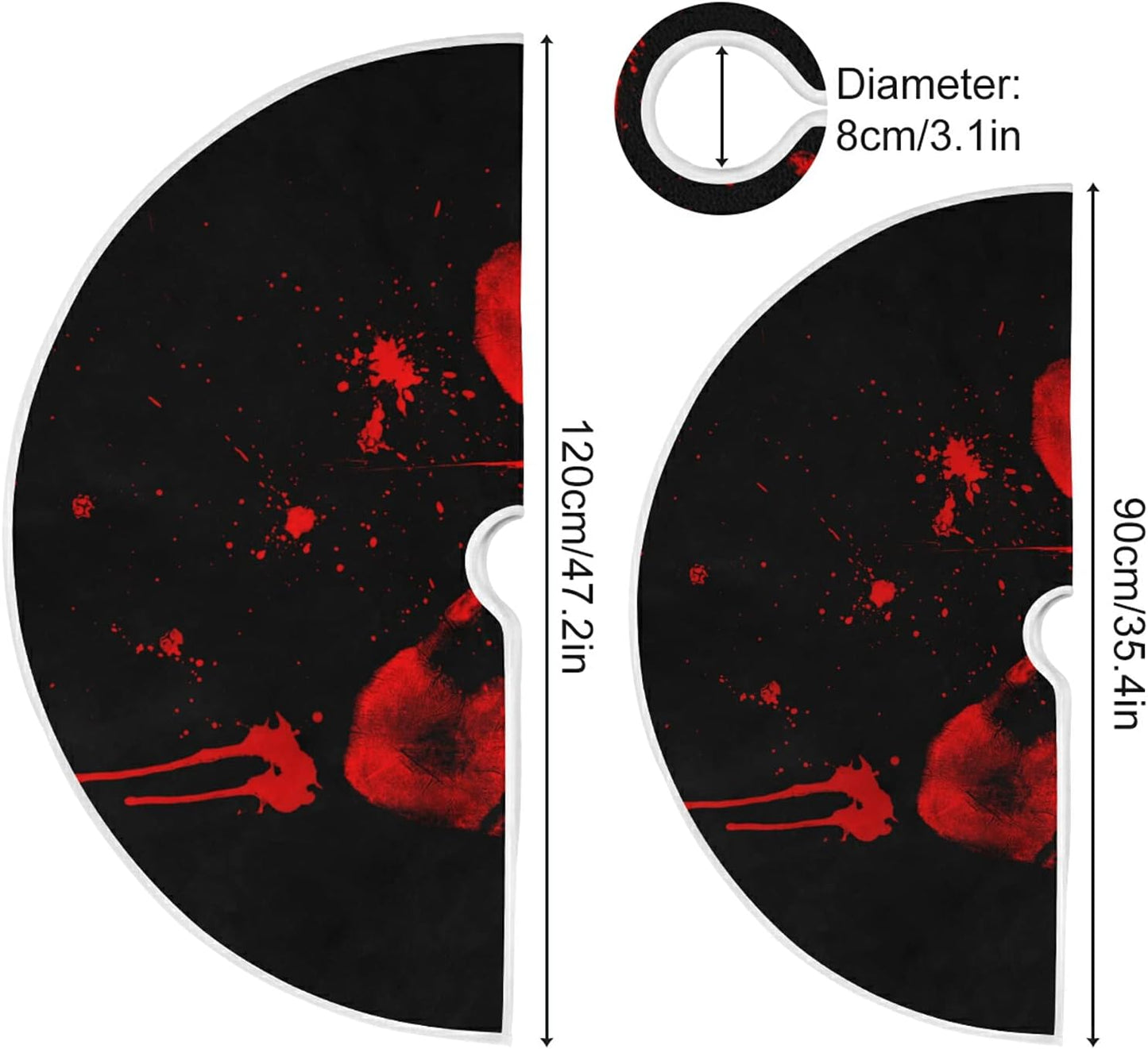 Halloween Bloody Hand Paw Spooky Tree Skirt, Seasonal Tree Mat Holiday Party Supplies Ornaments Indoor Outdoor Decorations for Tabletop Trees 47.2 Inches