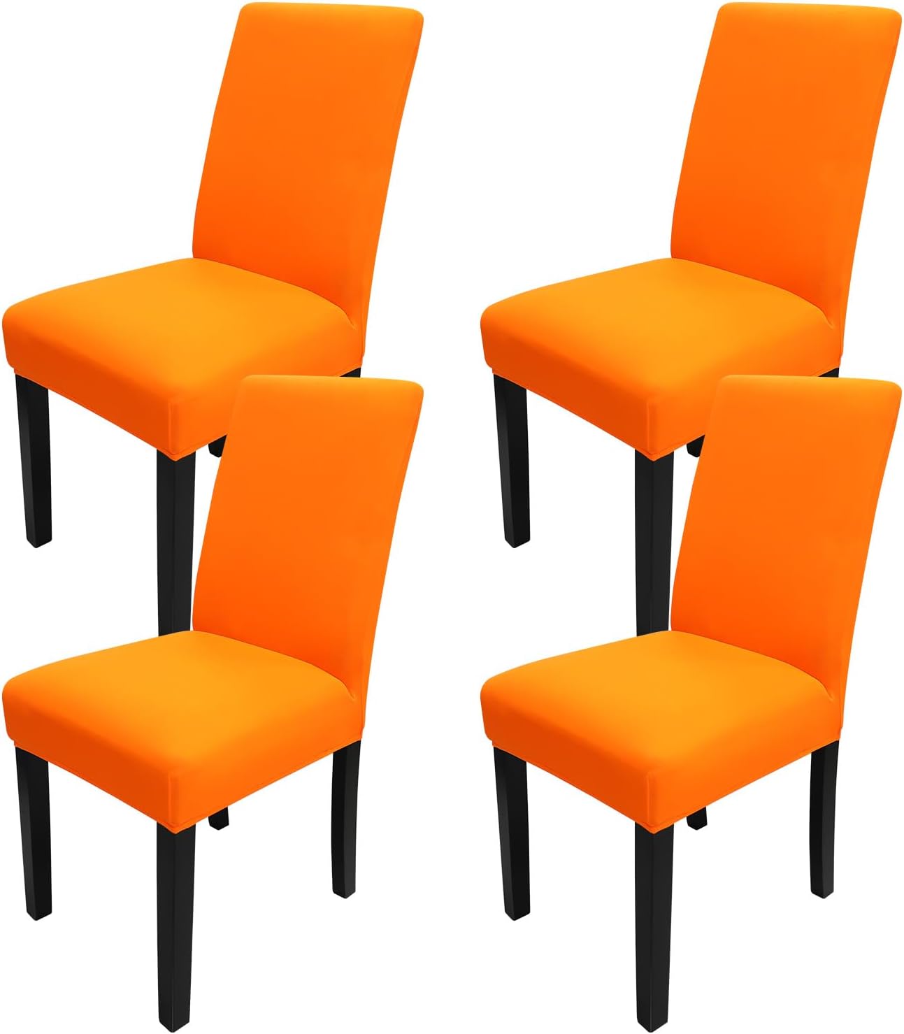 JQinHome Dining Chair Slipcover, High Stretch Removable Washable Chair Seat Protector Cover Set of 4,Chair Covers for Halloween Dining Room, Kitchen,Home Party,Wedding Ceremony(Orange, 4PC)