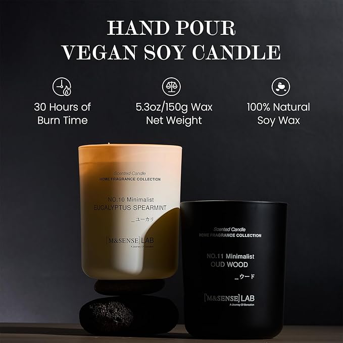 M&SENSE Natural Soy Candle| Lavender Vanilla | 5.3 oz | Minimalist Scented Candle for Relaxation, Gifting, Home Décor | for Bedroom, Office, Party Small