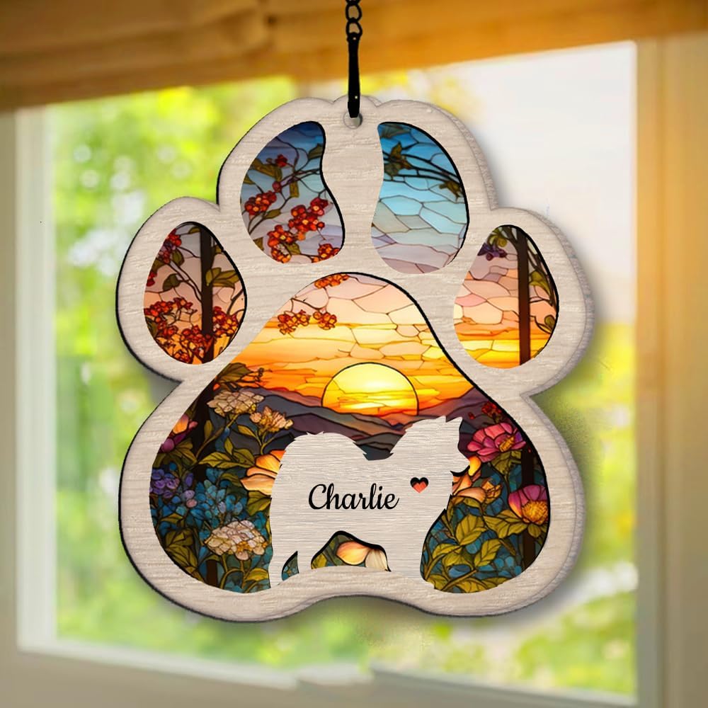 Personalized American Eskimo Suncatcher Dog Memorial Gifts, Custom American Eskimo Ornament Christmas Tree, Pet Remembrance Gift, Loss of Dog Sympathy Gift, Pets Memorial Ornament, Pet Loss Suncatcher