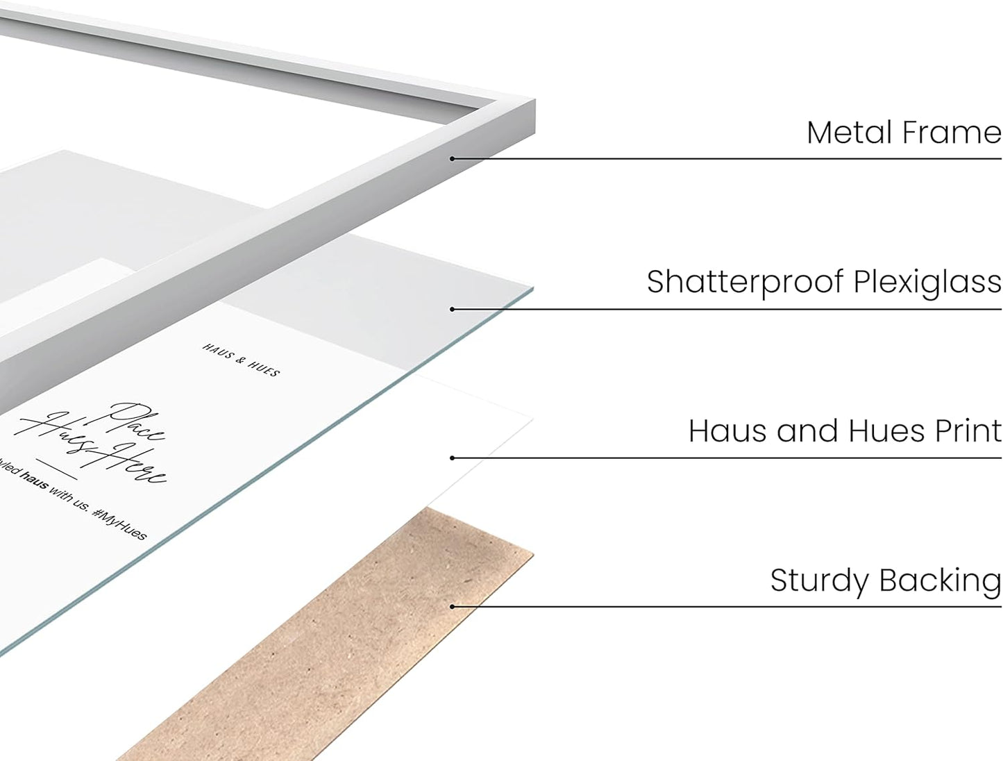 HAUS, HUES 11x14 Picture Frame Set of 3-White Frames, 11x14 White Frames, 14x11 White Frames, Picture Frame To Display 11x14 Frames White Picture Frames White Frames 11x14in(White Aluminum Frames)