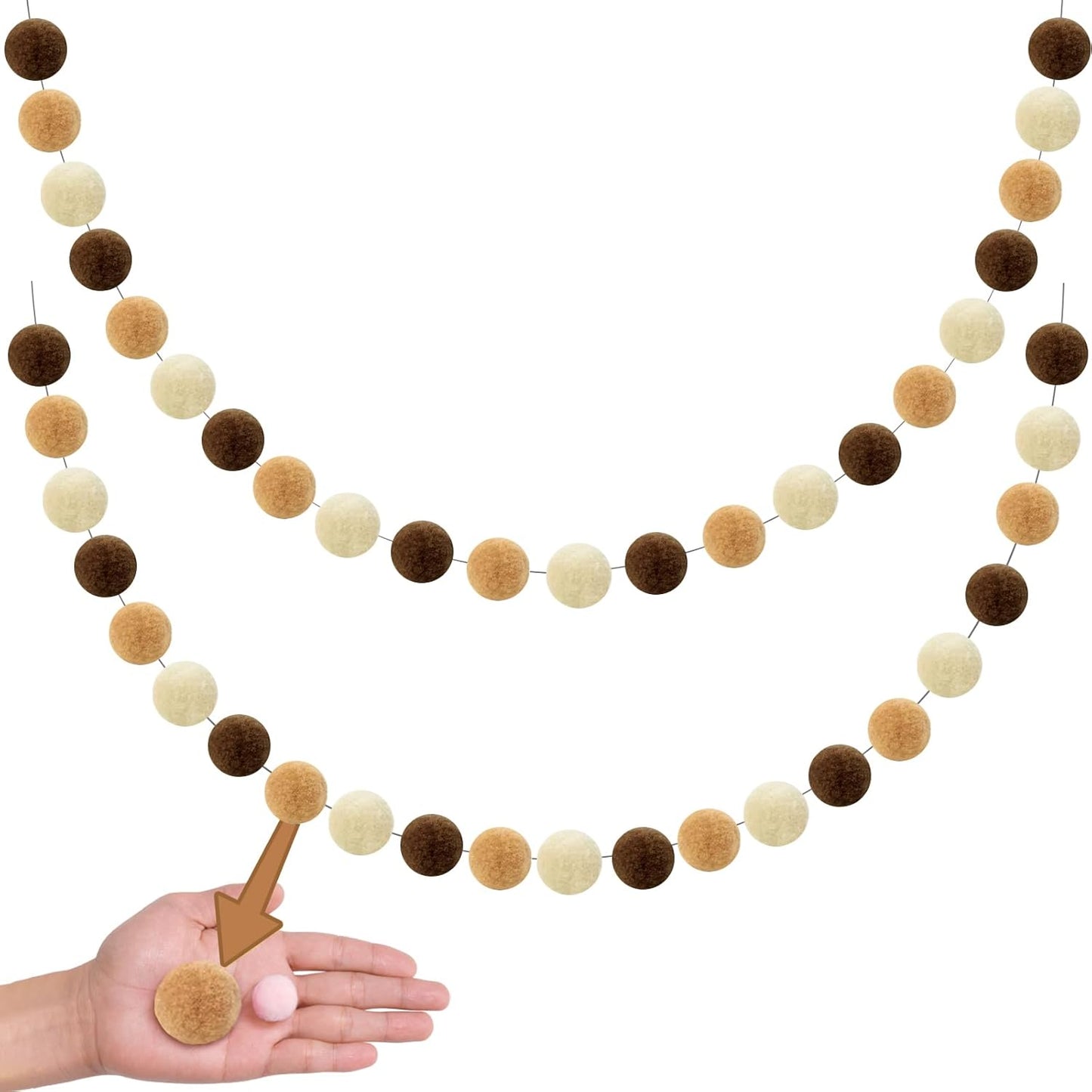 XmasExp Boho Pom Pom Garland Decorations - Large Felt Ball Garland for Mantle, Indoor Home Decor, Tree Ornaments, Kids Room and Party Hanging Decor,13 Ft.