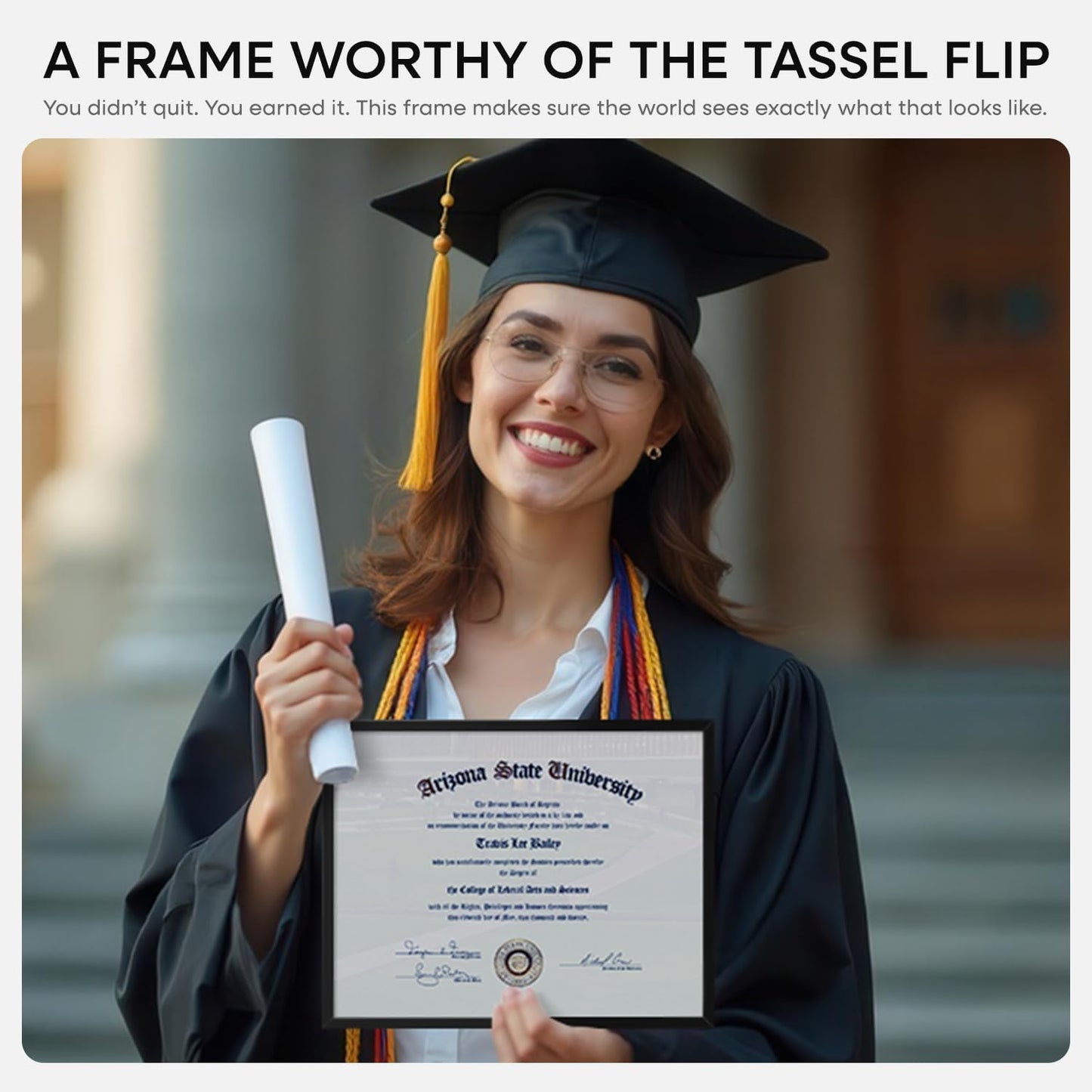 Homeforia Black Diploma Frame 8.5 x 11, High End Metal 8.5x11 Certificate Frames, 11x8.5 inch Document Frame for Wall or Tabletop, 8.5 by 11 Award Letter Size Frame, Tempered Glass, Wall Kit, Set of 1