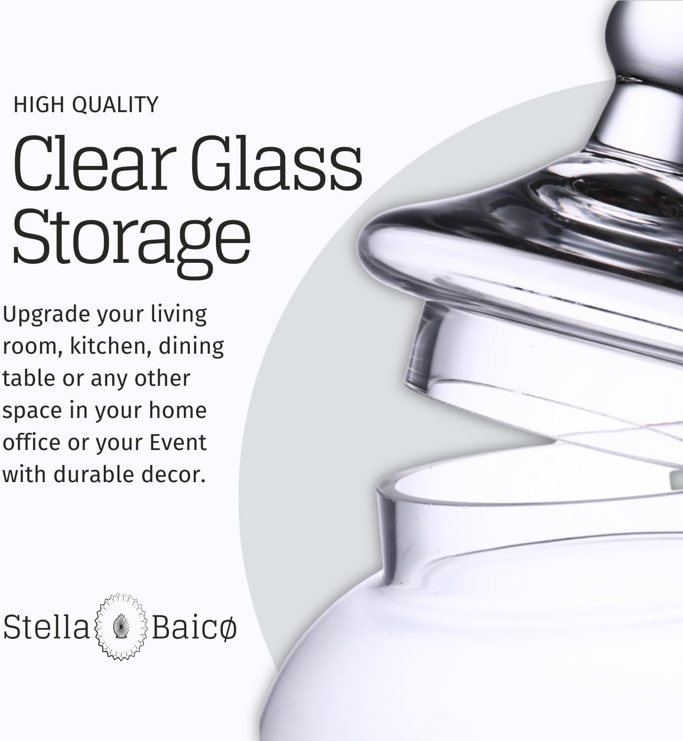 Large Glass Apothecary Jars with Lid, Clear Candy Jar for Candy Buffet, Fancy Decorative Glass Jar for Party, Wedding and Display, Tall Glass Candy Containers (Height: 16.5", Diameter: 6.5")